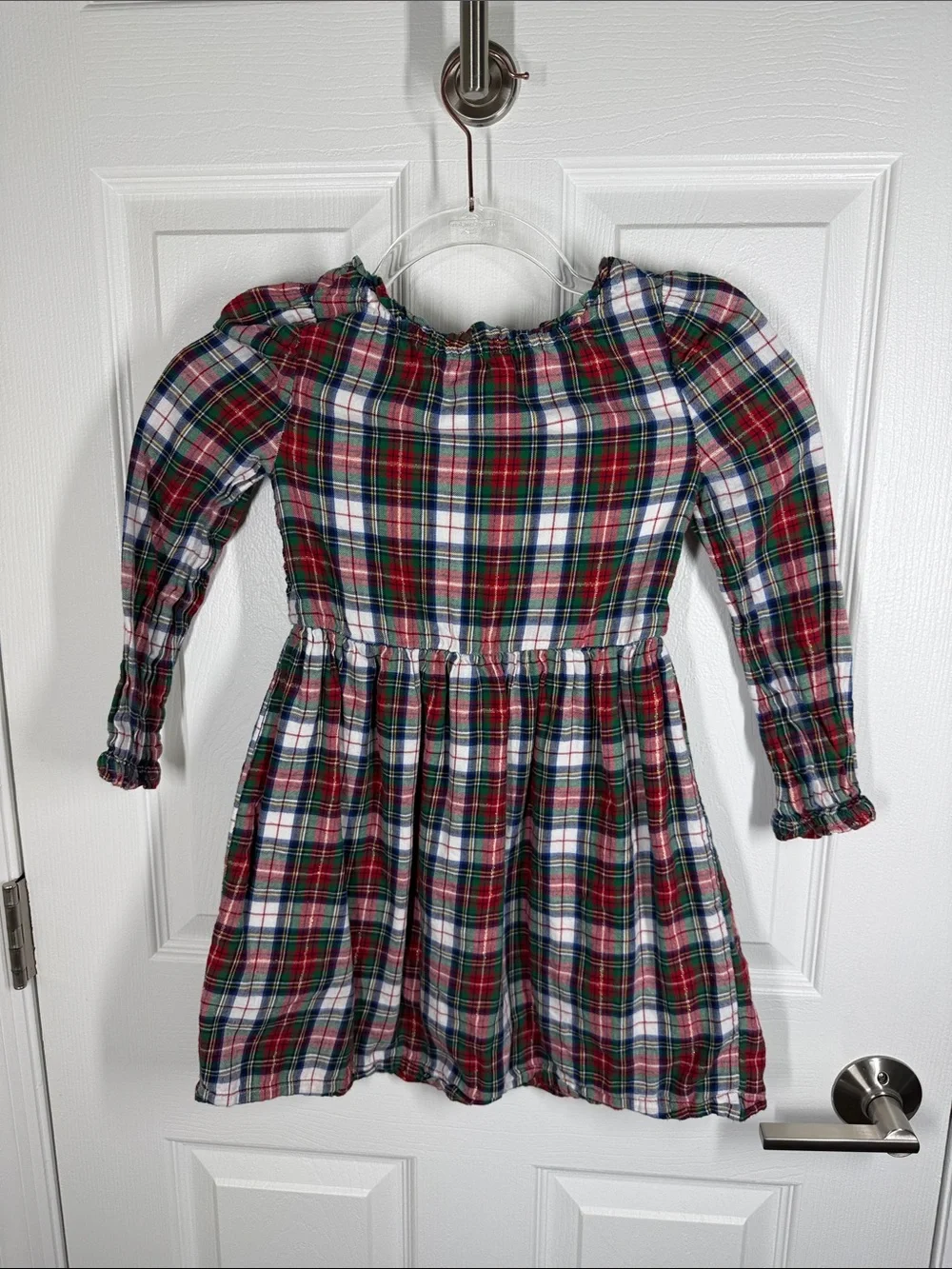 GAP kids red plaid flannel holiday dress size small